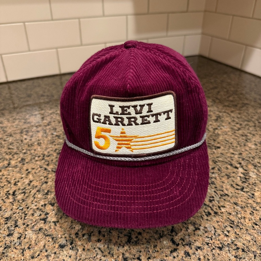 Vtg Levi Garrett NOVA D Corduroy Rope Hat  Adjustable Maroon